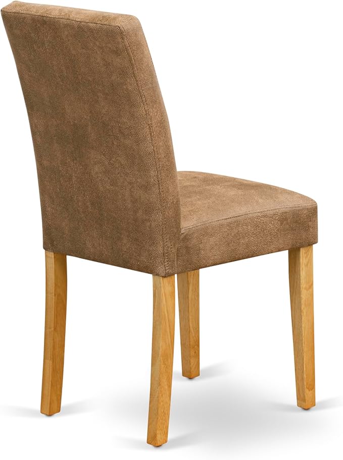 East West Furniture VAAS9-OAK-28 9 Piece Mid Century Modern Dining Table Set Contain A Dining Table and 8 Brown Textured Polyester Fabric Modern Chairs, Oak