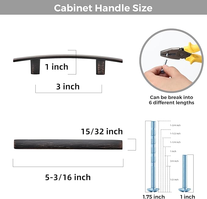30 Pack Cabinet Handles 3" Hole Center - Curved Cabinet Pulls Oil Rubbed Bronze Drawer Pulls for Kitchen Cupboard Solid Hardware for Dresser Drawer Arch Hardware