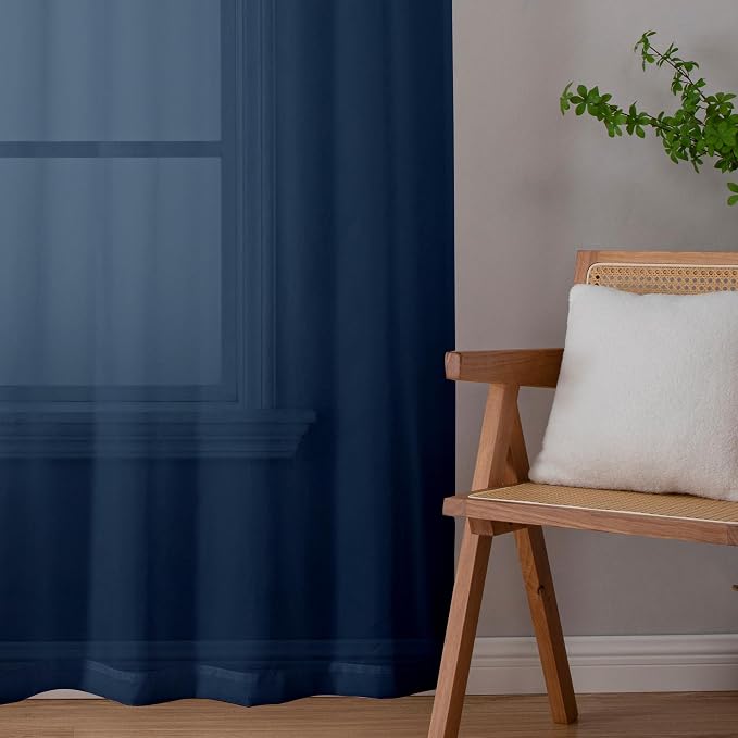 OWENIE Blue Sheer Curtains, Sheer Curtains 78 inches Long 2 Panels Set - Image 7