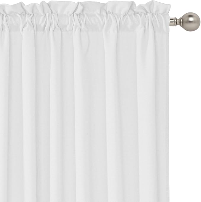 RYB HOME Short Cafe Curtains Faux Linen Blended Light Filtering Privacy Protect - Image 2