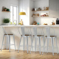 26” Swivel Bar Stools Set of 4, Counter Height Bar Stools Wooden Seat, Metal Industrial Bar Chairs with High Back for Kitchen Island (Silver)