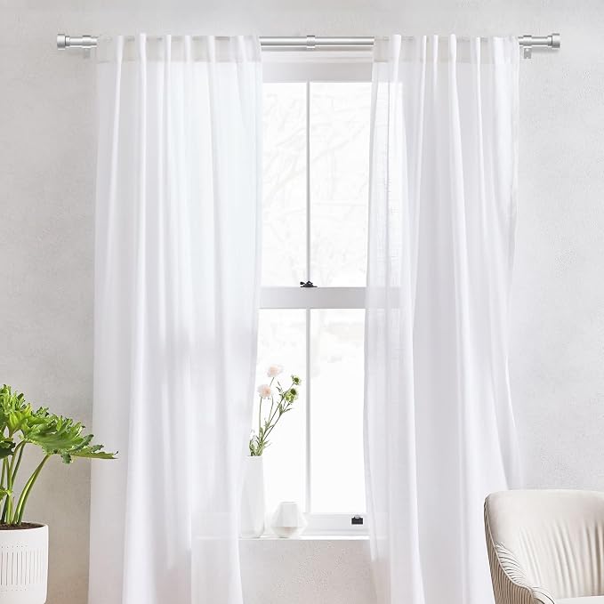 IFELS Heavy Duty Curtain Rods for Windows 28 to 48 Inch, 1 Inch Silver Window - Image 2