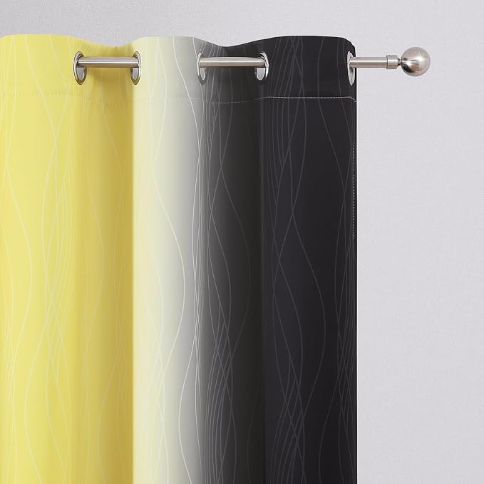 Estelar Textiler Black and Yellow Blackout Curtains 45 Inch Length, Full Light - Image 4