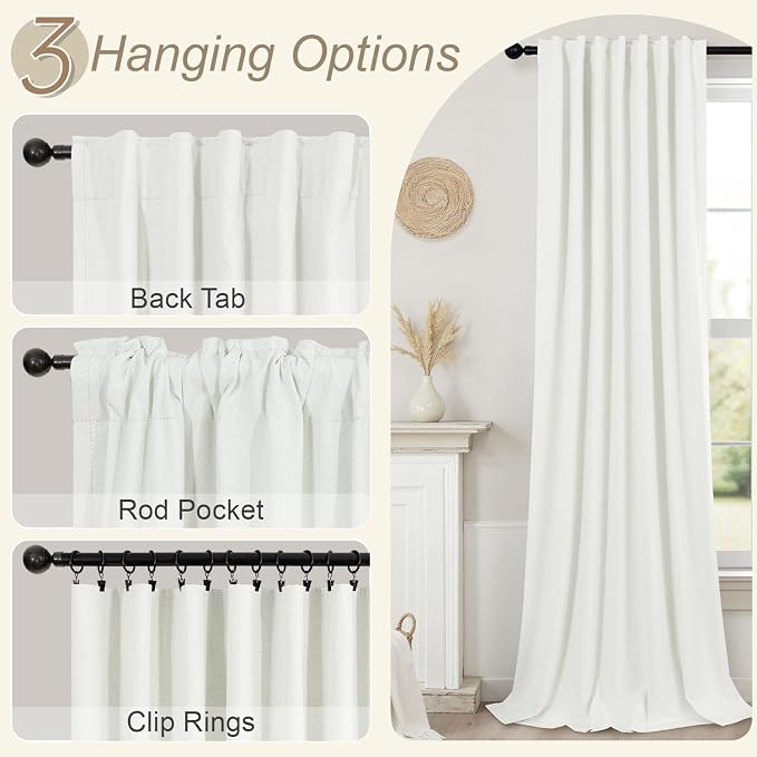 Black Out Curtains 72 Inch Long 2 Panel Burg Lightweight Faux Linen Cute - Image 6