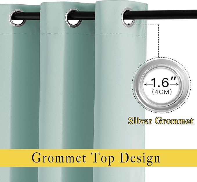 NICETOWN Seafoam Green Blackout Curtains 90 inches Long, Grommet Thermal - Image 2