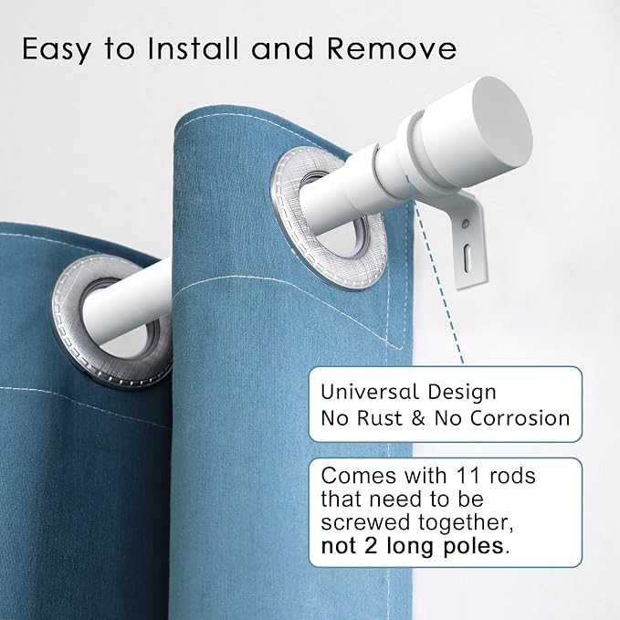 Byondeth Curtain Rods for Windows 16 to 170 Inches Adjustable Length 1 Inch - Image 2