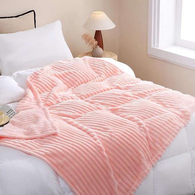 Valentines Day Decorations Light Pink Fleece Throw Blanket 50”×60” - Image 4