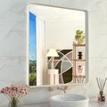 WEER White Bathroom Mirror 36X30 Inch, Rounded Rectangle White Metal Frame Mirror, Matte White Bathroom Vanity Mirror with Tempered Glass, Anti-Rust, Hangs Horizontally or Vertically