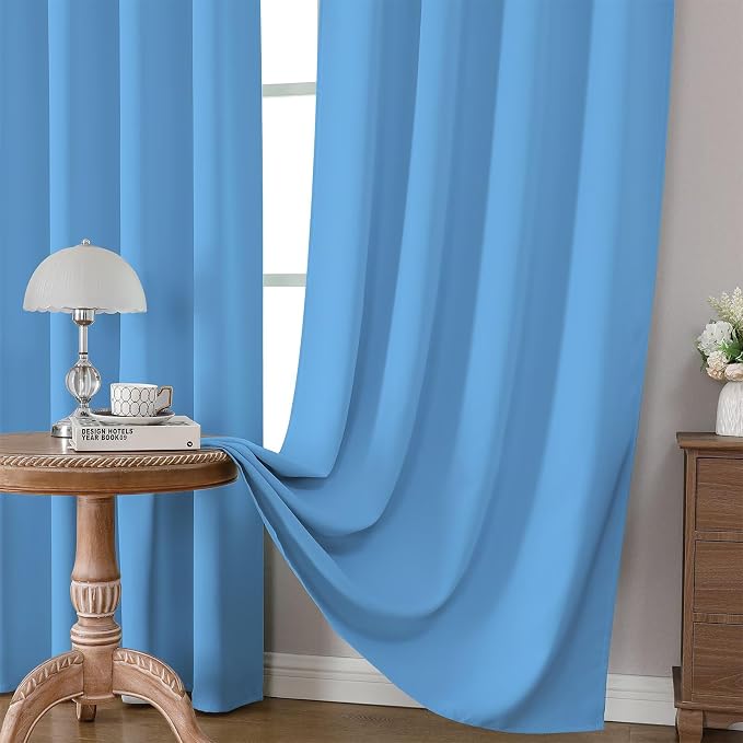 CUCRAF Light Blue Blackout Curtains 54 inch Length 2 Panels Set, Rod Pocket - Image 5