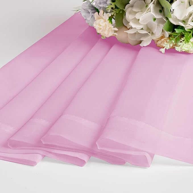 Chyhomenyc Sheer Pink Tier Curtains 24 Inch Length, Small Window Curtains - Image 9