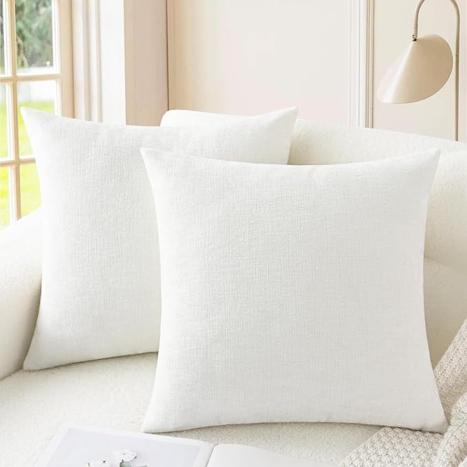 CaliTime Throw Pillow Covers Decorative 16 X 16 Inches Pack of 2 Cozy Chenille by CaliTime