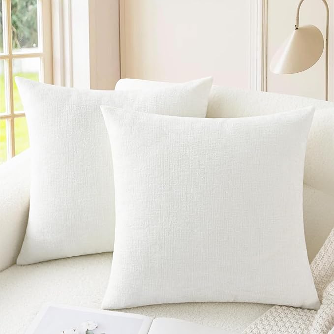CaliTime Throw Pillow Covers Decorative 26 X 26 Inches Pack of 2 Cozy Chenille by CaliTime