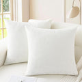 CaliTime Throw Pillow Covers Decorative 24 X 24 Inches Pack of 2 Cozy Chenille Cushion Cases for Couch Sofa Bed Living Room Home True White