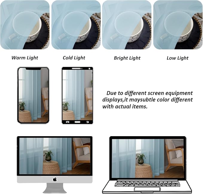 Chyhomenyc Sky Blue Sheer Curtains 120 Inches Long - Image 6