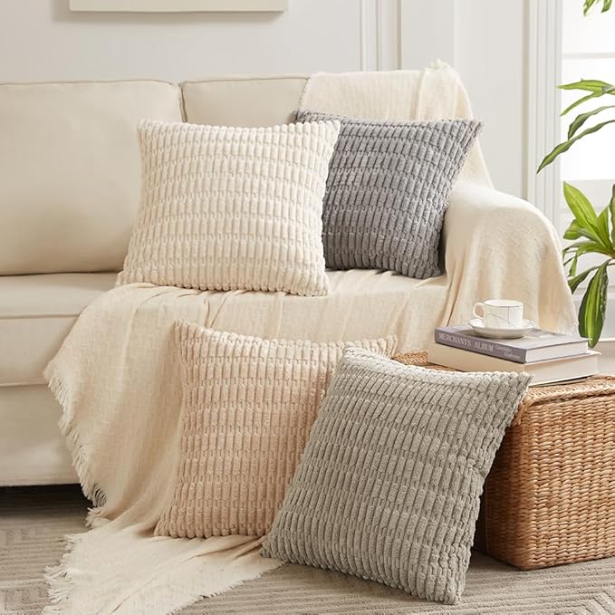 Fancy Homi 4 Packs Boho Cream Decorative Throw Pillow Covers 16x16 Inch - Image 9