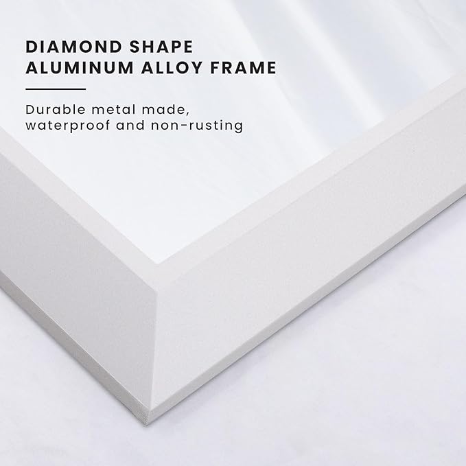 Amorho Bathroom Mirror, 36x32 Inch White Framed Bathroom Mirrors for Over Sink, Wall-Mounted Mirrors for Bedroom, Living Room, Entryway(Horizontal/Vertical).
