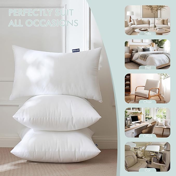 MIULEE Set of 2 Throw Pillow Inserts 18x18 Inches, Non-Woven Decorative Pillow - Image 6