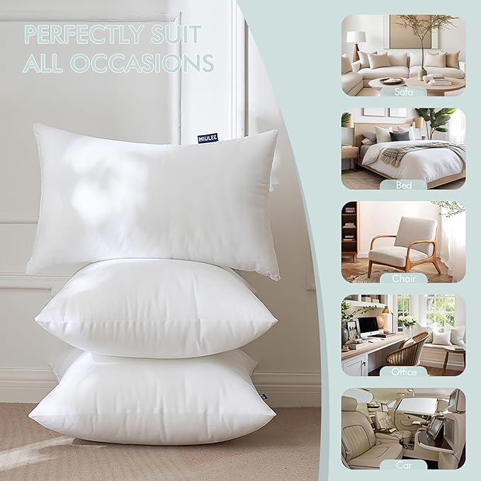 MIULEE Pillow Insert 18x18 Inch Set of 4, Decorative Square Throw Pillow Inserts - Image 4