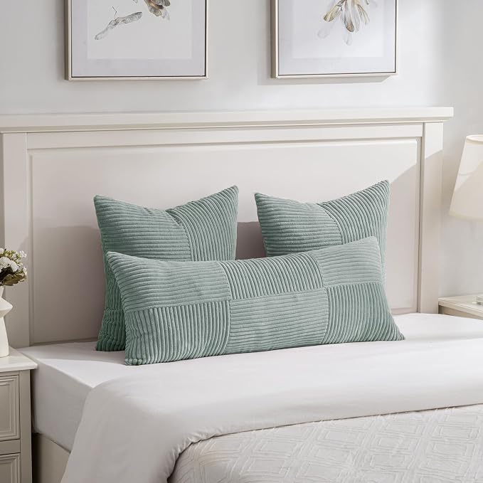 Fancy Homi 2 Packs Grey Blue Decorative Throw Pillow Covers 20x20 Inch - Image 5