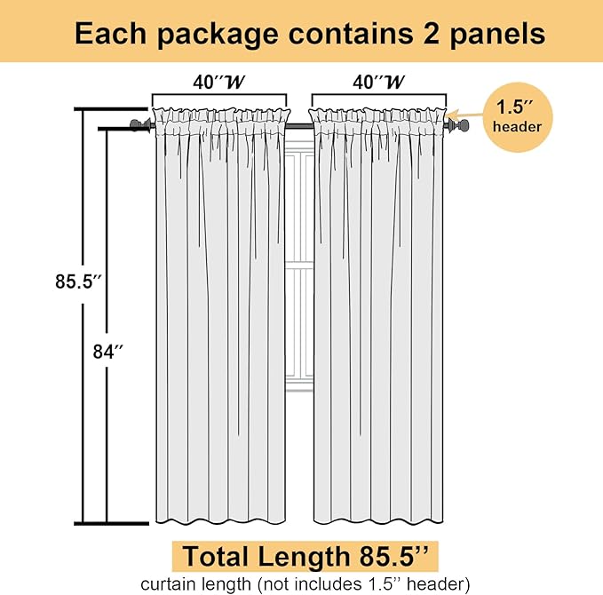 Lecloud Light Purple Sheer Curtains 84 Inches Long 2 Panels, Double Rod Pocket - Image 4