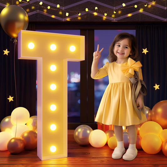 Marquee Letters 3 Feet Tall Large Light Up Letters T Happy Birthday Decorations Marry Me Engagement Party Decor Yellow Light Birthday Decorations Balloon Arch Kit Foam Sign T