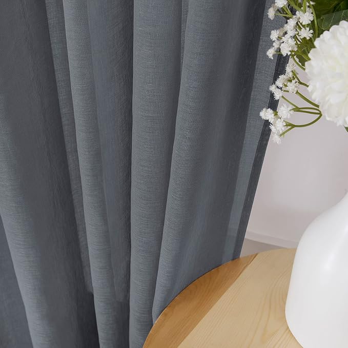 Tollpiz Short Sheer Curtain Linen Textured Living Room Curtains Sheer Light - Image 3