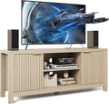 GarveeHome 59" TV Stand for TVs Up to 65 Inches, Mid Century Modern TV Entertainment Center with Storage Cabinets & Open Shelves, Wood TV Cabinet for Living Room, Oak