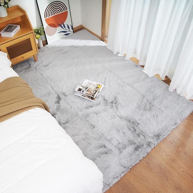 Ghouse Ultra Soft Faux Rabbit Fur Rug 5x8, Machine Washable Area Rugs - Image 7