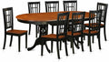 East West Furniture PLNI9-BCH-W 9 Piece Dining Table Set Includes an Oval Dining Room Table with Butterfly Leaf and 8 Wood Seat Chairs, 42x78 Inch, Black & Cherry