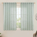 LAMIT Semi Sheer Linen Curtains 54 Inch Length 2 Panels, Light Sage Light by LAMIT