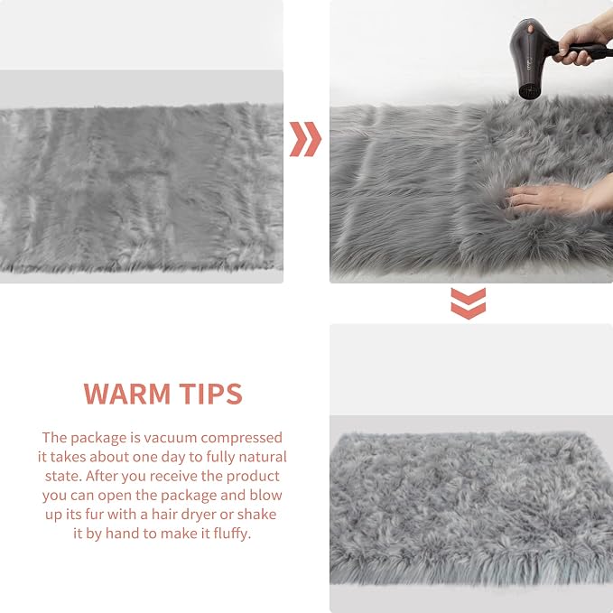 Ciicool Grey Fluffy Round Fur Area Rug - Image 7