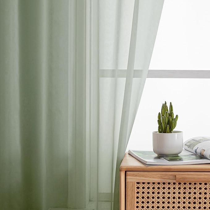 Aiyufeng Long Sheer Curtains for Bedroom, Semi Sheer Privacy Curtains & Drapes - Image 6