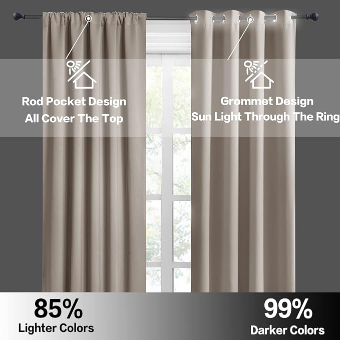 RYB HOME Blackout Curtains for Bedroom 84 inches Long 2 Panels Set, Privacy - Image 7