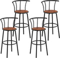 VECELO Bar Stools Set of 4, Swivel Counter Barstools with Backrest, Bar Height Chairs for Dining Room, Kitchen Island, Pub, Easy Assembly, Brown