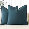MIULEE Decorative Linen Pillow Covers 18x18 Inch Blue ​Boho Farmhouse​ ​Neutral by MIULEE