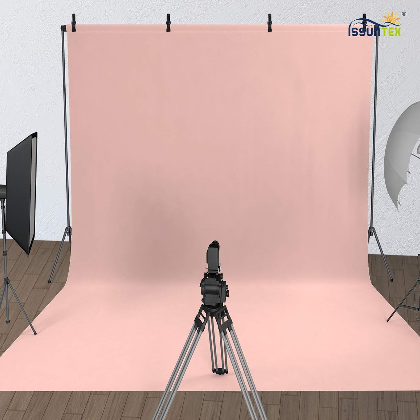 ISSUNTEX 10X20 ft/3X6 Meters Pink Background Photo Backdrop, Photo Studio, Collapsible High Density Screen for Video Photography and Television