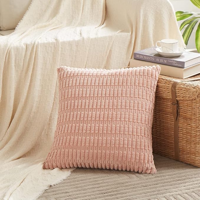Fancy Homi 4 Packs Boho Pink Decorative Throw Pillow Covers 26x26 Inch - Image 2