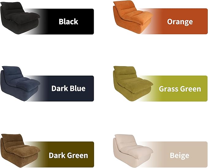 Bean Bag Chair - Memory Foam Bean Bag Chair for Adults, Comfy High-Resilience Single Sofa, Small Space Floor Chair, Chaise Lounge for Living Room, Bedroom (Black, Cushions)