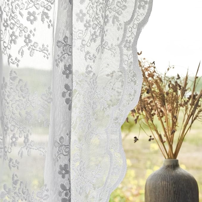 YJ YANJUN Vintage Lace Curtains 80 Inch Length - Image 3