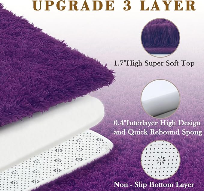 Area Rugs 10x14 Living Room, Shaggy Carpet Soft Plush Furry Bedside Rug Large - Image 4
