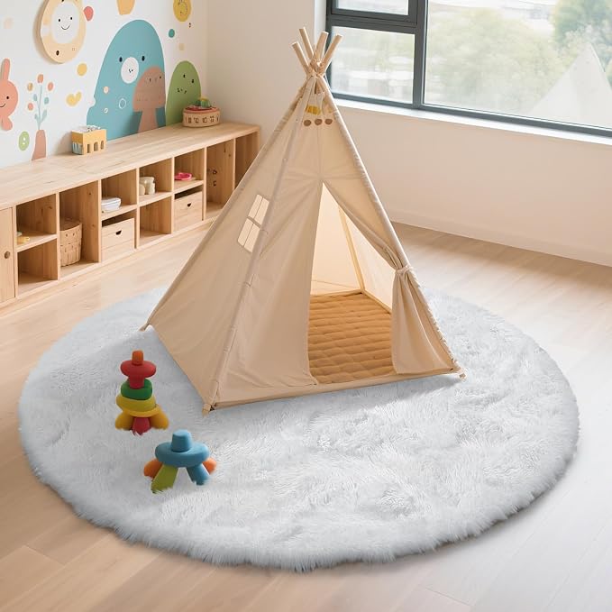 yulidayang White Fluffy Round Area Rugs - Image 6