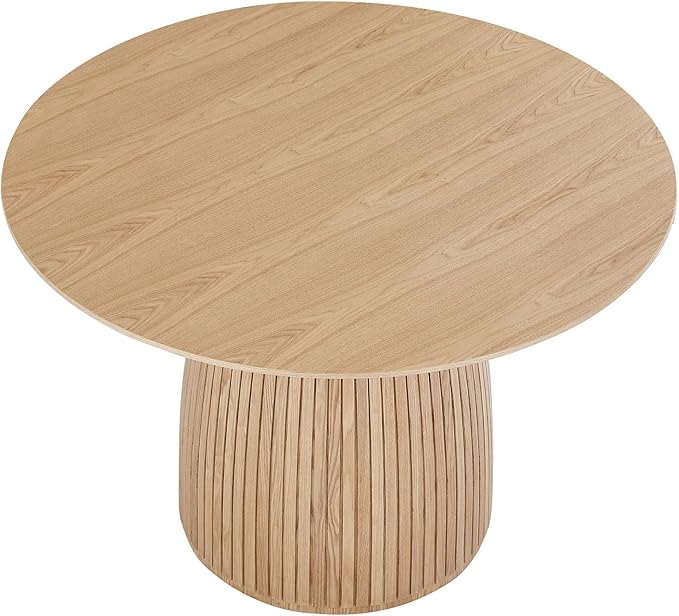 Wooden Kitchen Round Dining Table for 4-6, Round Kitchen Table with Circular Tabletop with Wood Pedestal Base, Rustic Farmhouse Furniture