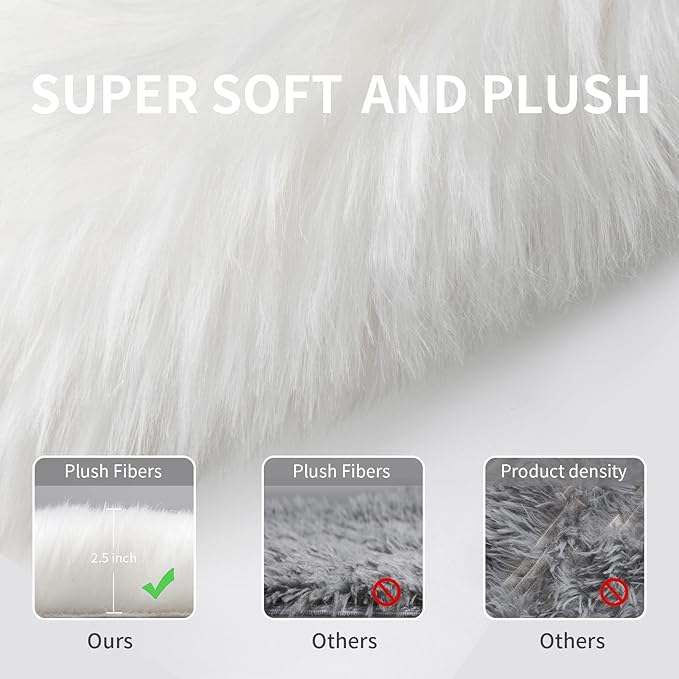 Fluffy Area Rug, Furry Bedside Nursery Rug Plush Indoor Floor Carpet - Image 6