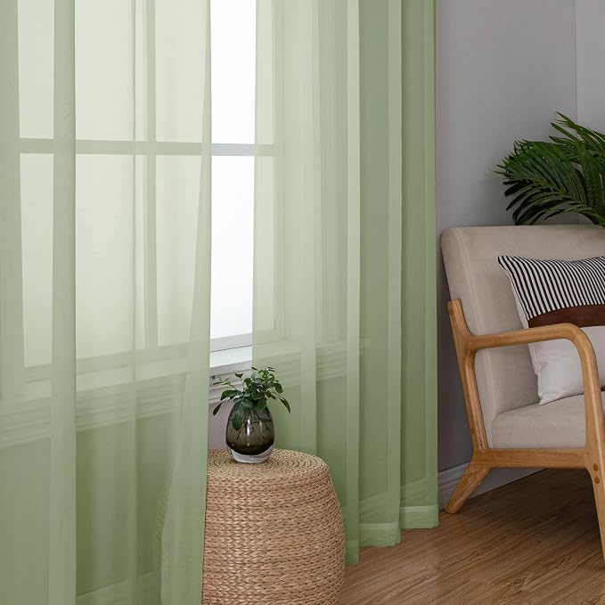 OWENIE Sheer Curtains 78 inches Long 2 Panels Set - Image 3