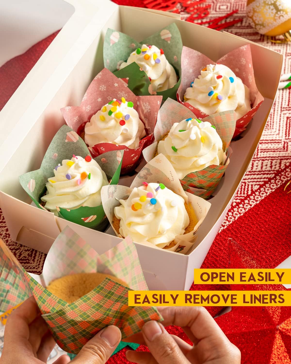 Katbite Christmas Tulip Cupcake Liners 200PCS, Muffin Baking Cupcake Liners Holders