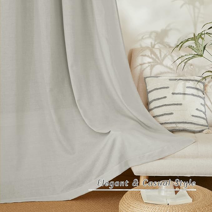 NICETOWN Thick Semi Sheer Linen Gray Curtains - Image 6