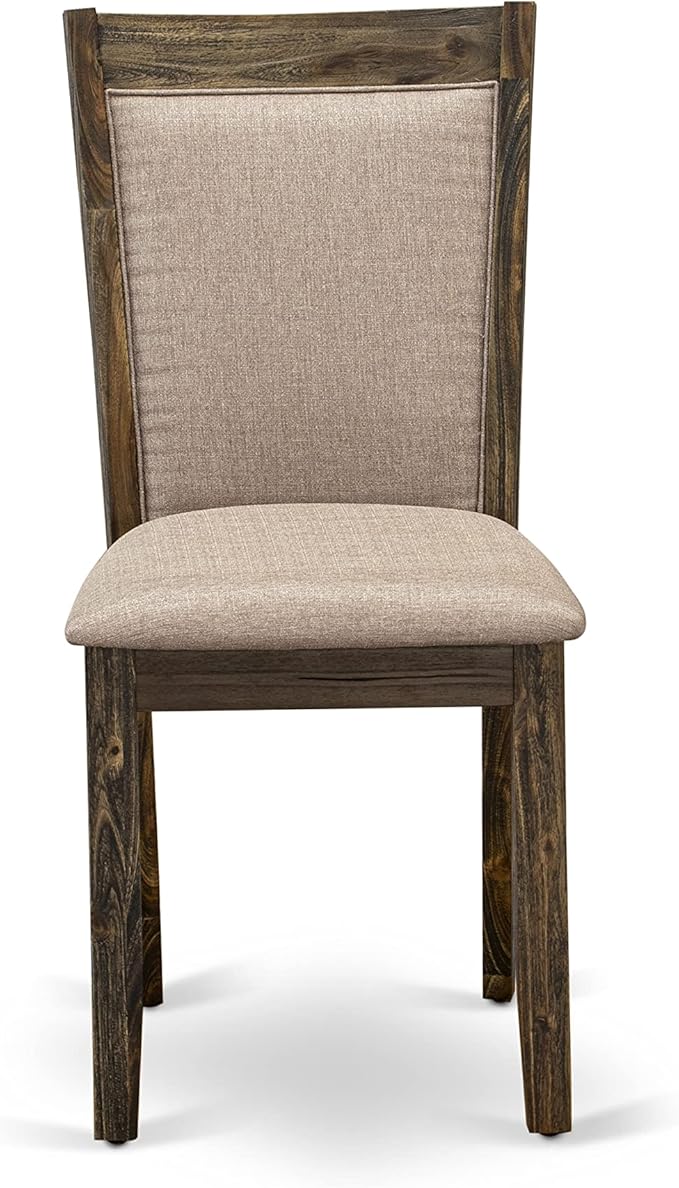 East West Furniture X727MZ716-7 7 Piece Kitchen Table Set Consist of a Rectangle Dining Table with X-Legs and 6 Dark Khaki Linen Fabric Parson Dining Chairs, 40x72 Inch, Multi-Color