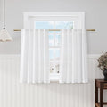 White Cafe Curtains 45 Inch Length Set 2 Panel Back Tab Pocket Semi Sheer Short by Nanspring