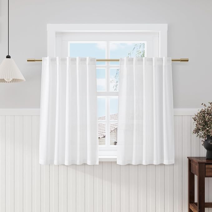 Nanspring 45 Inch Linen White Curtains by Nanspring
