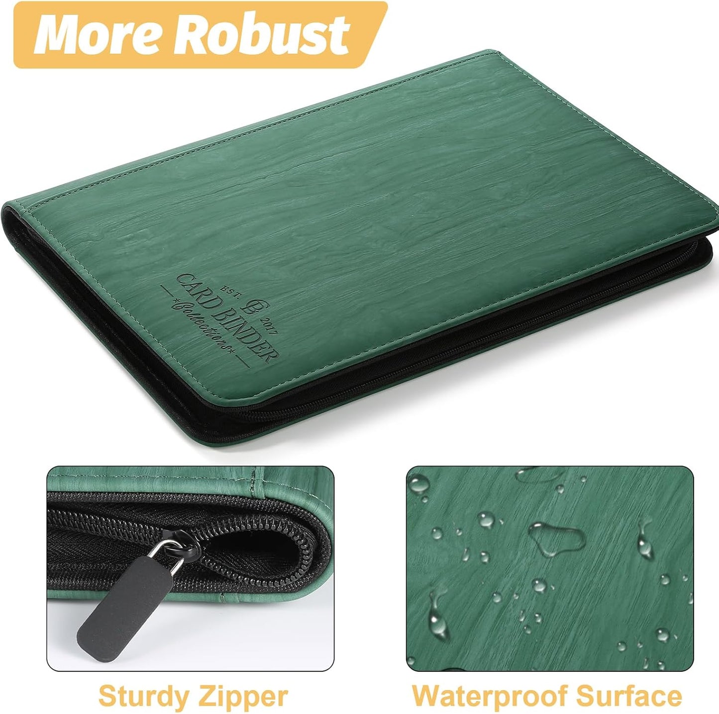 9 Pocket Card Binder, Premium Zip Trading Card Binder, 540 Double Sided Pocket PU Collection Binder, Collector Album, Card Folder for MTG, TCG, Sports Cards